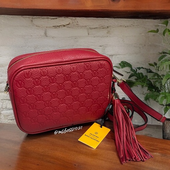 Valentino by Mario Valentino Mia Dollaro Leather Crossbody in Tango Red NWT - Picture 4 of 7